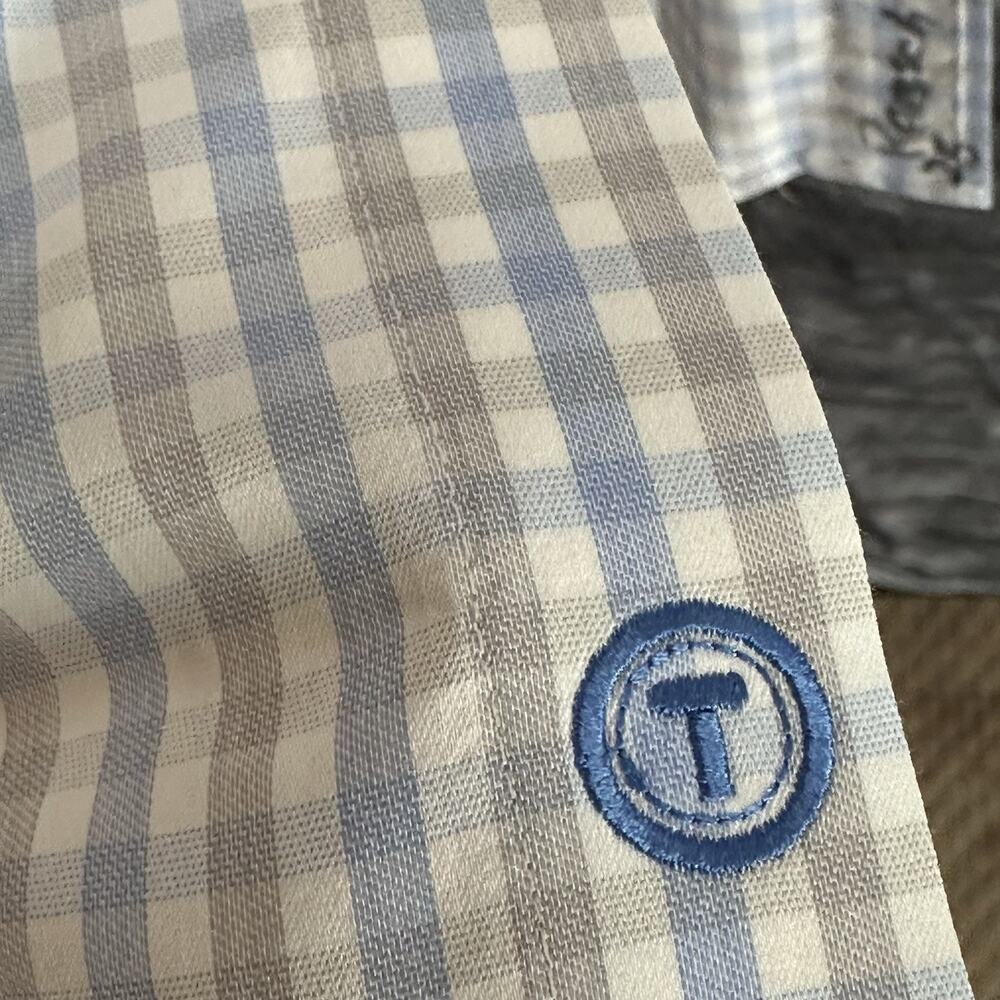 Twillory Performance Dress Shirt Mens 17.5 34-35 Tailored‎ Fit Blue Gray Check - Picture 4 of 7